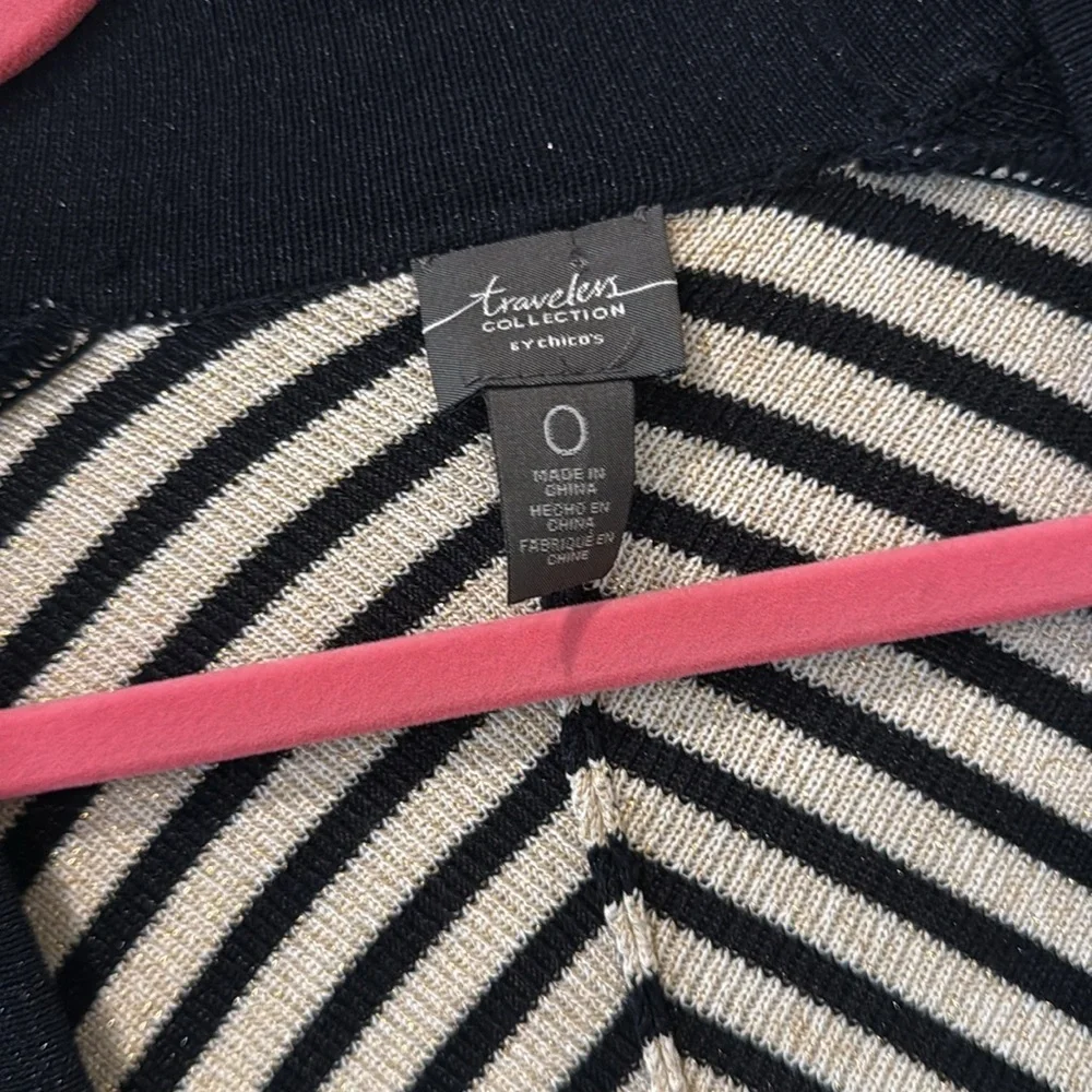 Chicos tan/black metallic open front cardigan, size 1 - Picture 4 of 9